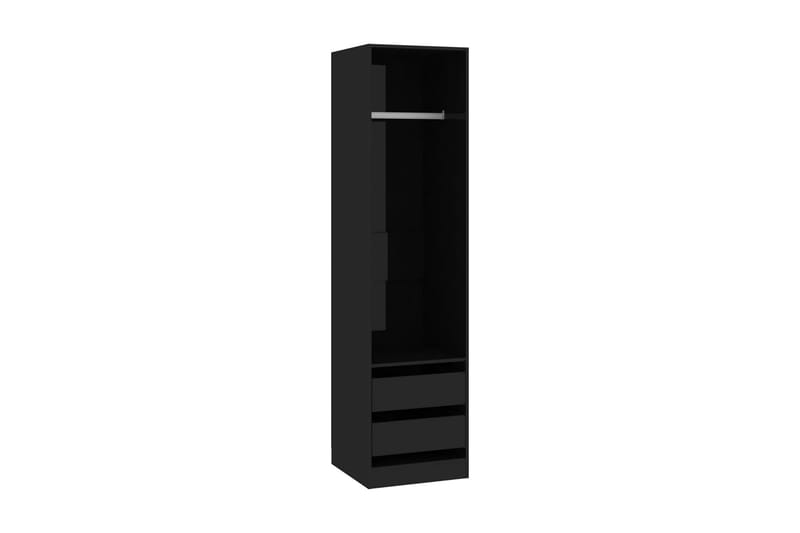 Garderobe med skuffer høyglans svart 50x50x200 cm sponplate - Svart - Oppbevaring - Klesoppbevaring - Garderober & garderobesystem