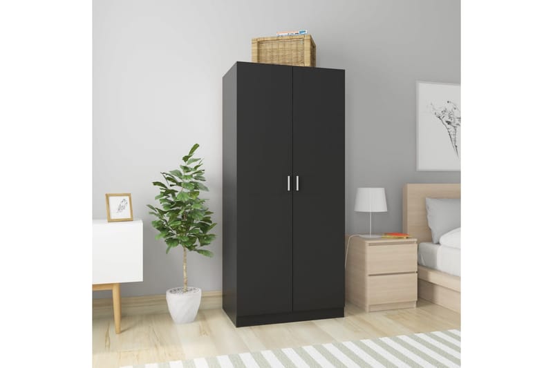 Garderobe svart 80x52x180 cm sponplate - Oppbevaring - Klesoppbevaring - Garderober & garderobesystem