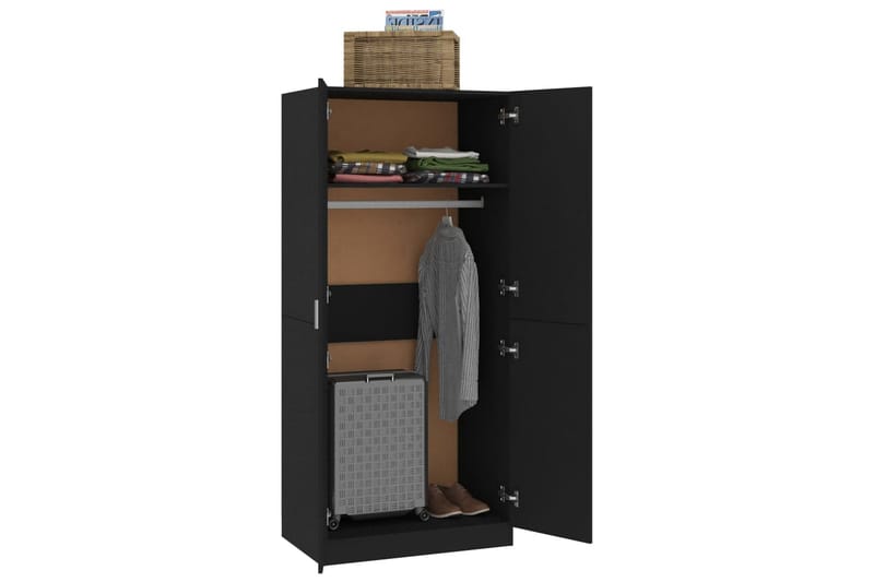 Garderobe svart 80x52x180 cm sponplate - Oppbevaring - Klesoppbevaring - Garderober & garderobesystem
