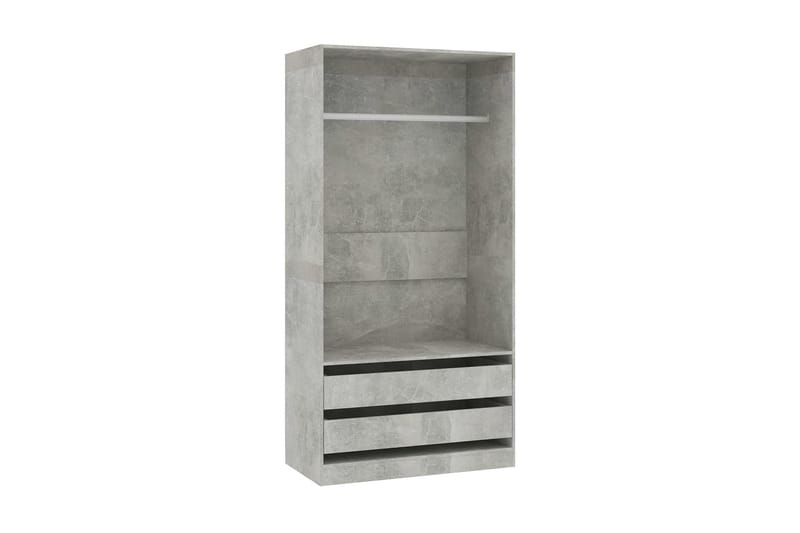 Garderobeskap betonggrå 100x50x200 cm sponplate - Grå - Oppbevaring - Klesoppbevaring - Garderober & garderobesystem