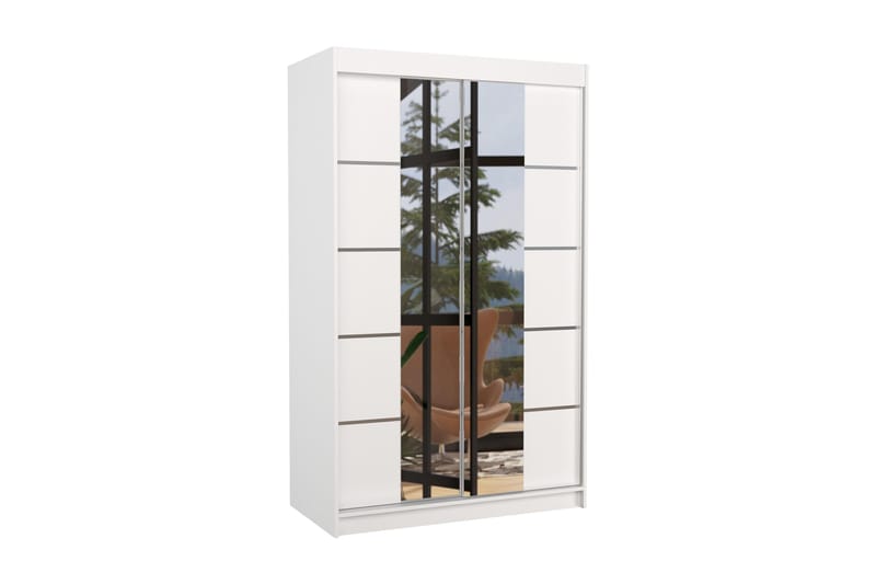 Genuada Garderobe med Speil 120x200 cm - Hvit - Oppbevaring - Klesoppbevaring - Garderober & garderobesystem