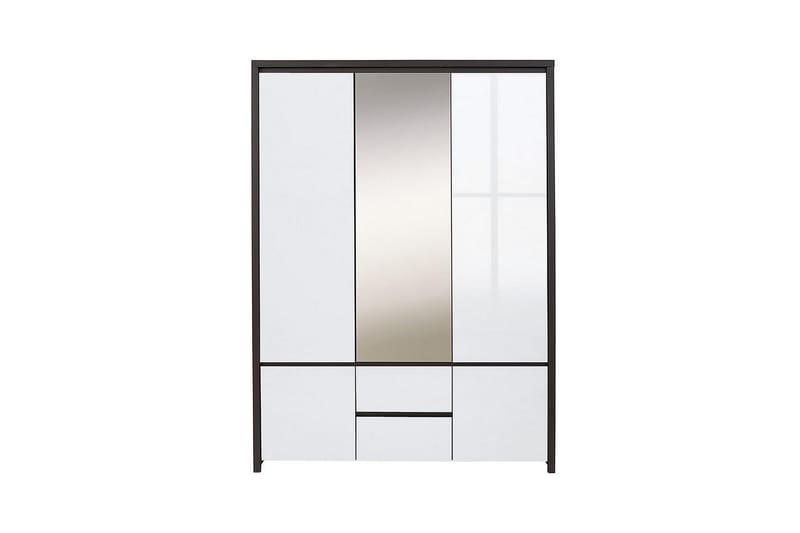 Kaspian Garderobe 154x56 cm med speil - Hvit/Svart/Glas - Oppbevaring - Klesoppbevaring - Garderober & garderobesystem