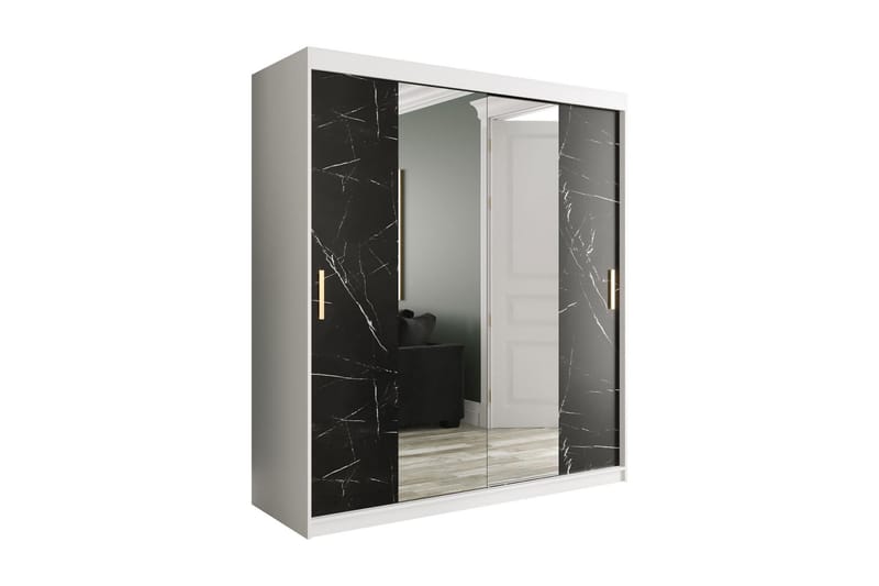 Marmuria Garderob med Speil Kant 180 cm Marmormønster