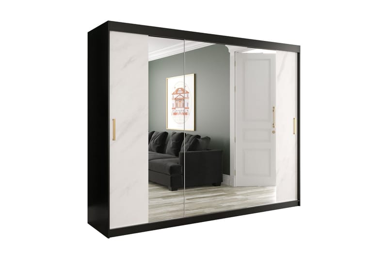 Marmuria Garderob med Speil Kant 250 cm Marmormønster
