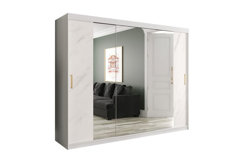 Marmuria Garderob med Speil Kant 250 cm Marmormønster