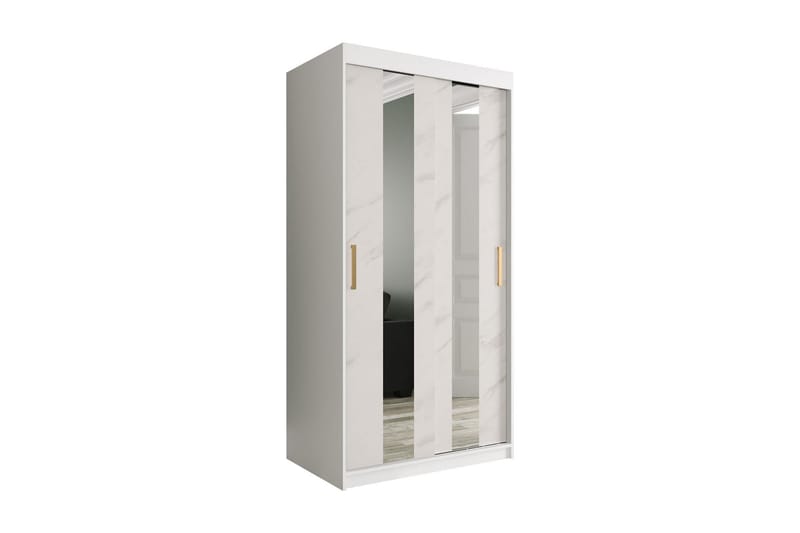 Marmuria Garderob med Speil Midt 100 cm Marmormønster - Hvit/Gull - Oppbevaring - Klesoppbevaring - Garderober & garderobesystem