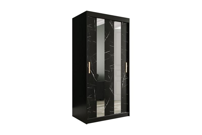 Marmuria Garderob med Speil Midt 100 cm Marmormønster - Svart - Oppbevaring - Klesoppbevaring - Garderober & garderobesystem
