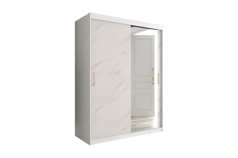 Marmuria Garderobe med Speil 150 cm Marmormønster - Hvit/Gull - Oppbevaring - Klesoppbevaring - Garderober & garderobesystem