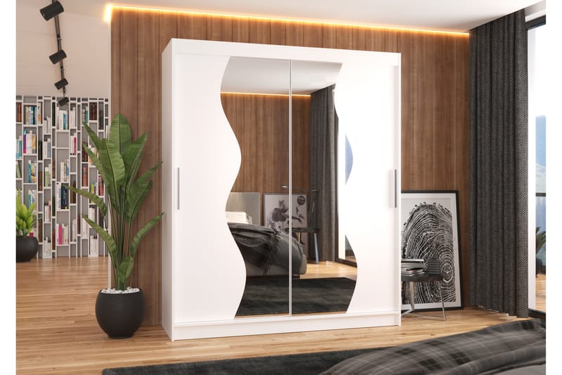 Medison Garderobe med Speil 180x215 cm - Hvit - Oppbevaring - Klesoppbevaring - Garderober & garderobesystem