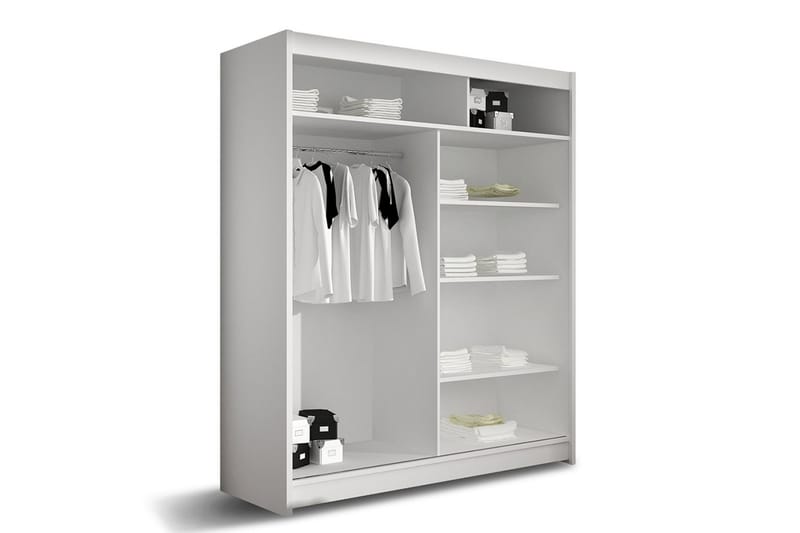 Presto Garderobe 58x150 cm LED-belysning - Hvit/Svart - Oppbevaring - Klesoppbevaring - Garderober & garderobesystem