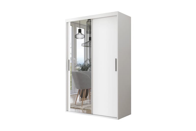 Rejasia Garderobe med Speil 120 cm - Hvit - Oppbevaring - Klesoppbevaring - Garderober & garderobesystem