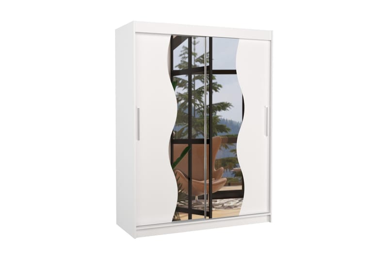 Renzon Garderobe med Speil 150x200 cm - Hvit - Oppbevaring - Klesoppbevaring - Garderober & garderobesystem
