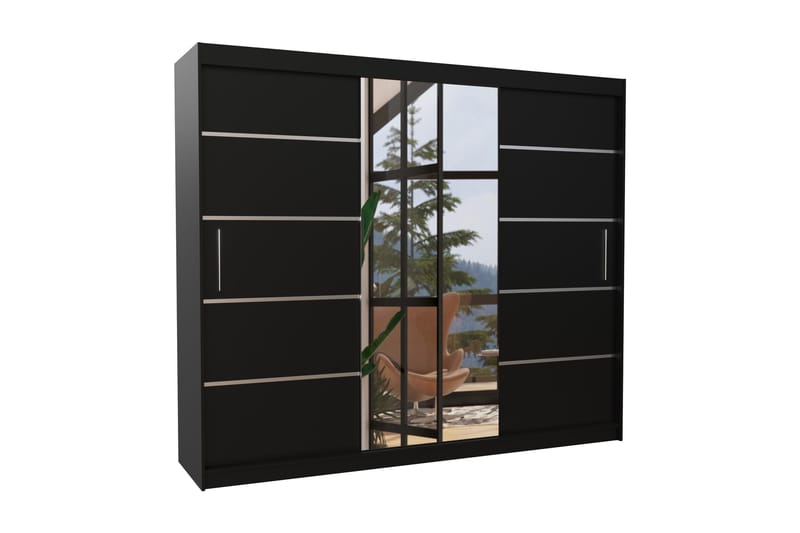 Saltona Garderobe med Speil 250x215 cm - Svart - Oppbevaring - Klesoppbevaring - Garderober & garderobesystem