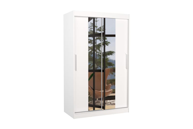 Santosa Garderobe med Speil 120x200 cm - Hvit - Oppbevaring - Klesoppbevaring - Garderober & garderobesystem