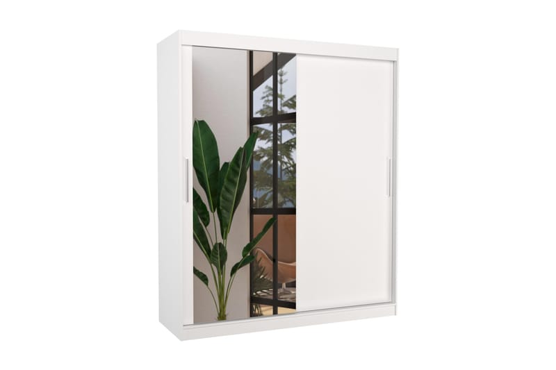 Tomeda Garderobe med Speil 180x215 cm - Hvit - Oppbevaring - Klesoppbevaring - Garderober & garderobesystem
