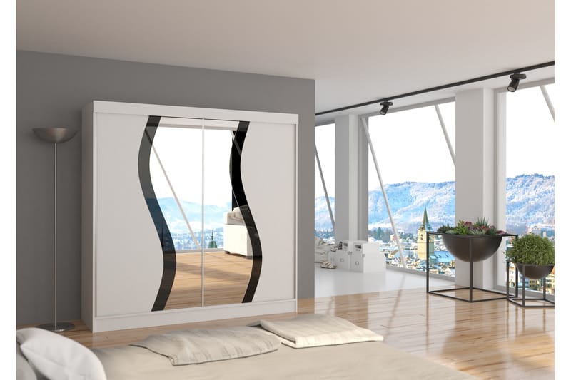 Venio Garderobe med Speil 200x200 cm - Hvit - Oppbevaring - Klesoppbevaring - Garderober & garderobesystem