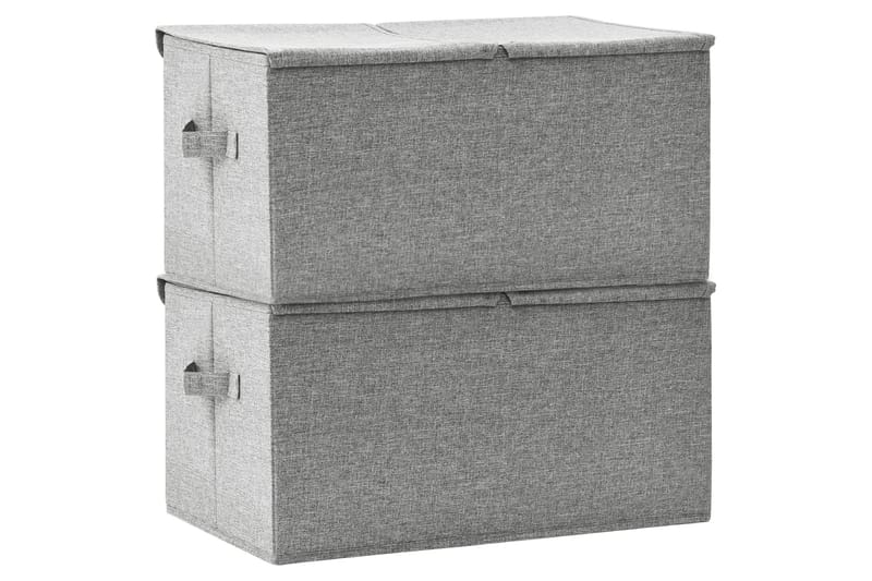 Oppbevaringsbokser 2 stk stoff 50x30x25 cm grå - Grå - Oppbevaring - Oppbevaring til småting - Oppbevaringsbokser