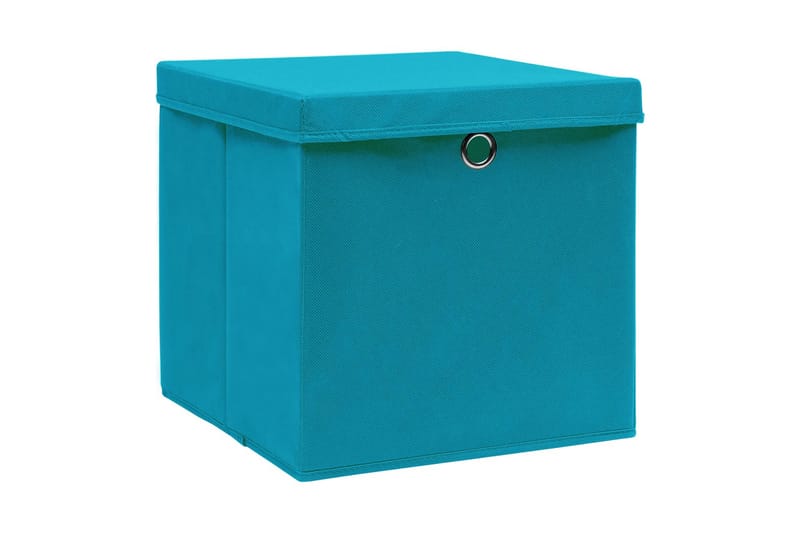 Oppbevaringsbokser med deksler 10 stk 28x28x28 cm babyblå - Blå - Oppbevaring - Oppbevaring til småting - Oppbevaringsbokser