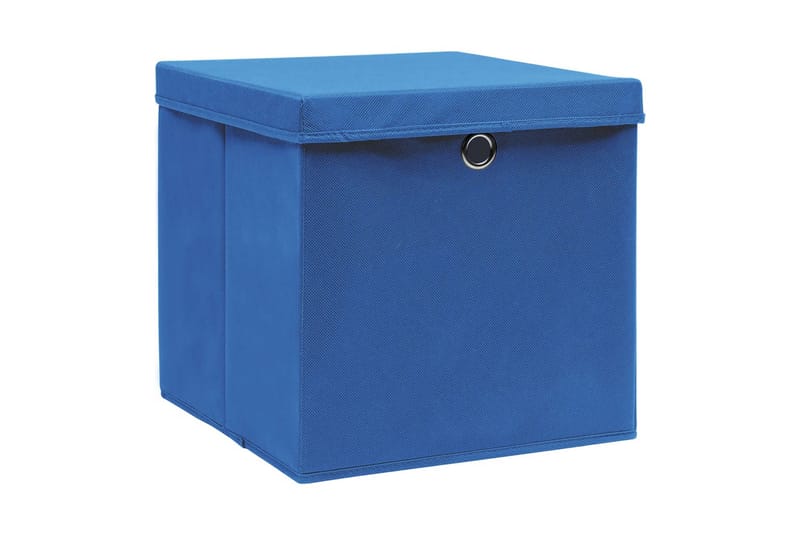 Oppbevaringsbokser med deksler 10 stk 28x28x28 cm blå - Blå - Oppbevaring - Oppbevaring til småting - Oppbevaringsbokser