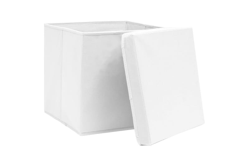 Oppbevaringsbokser med deksler 4 stk 28x28x28 cm hvit - Hvit - Oppbevaring - Oppbevaring til småting - Oppbevaringsbokser