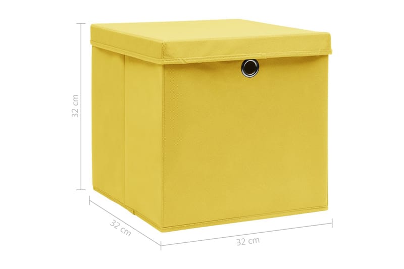 Oppbevaringsbokser med lokk 10 stk gul 32x32x32 cm stoff - Oppbevaring - Oppbevaring til småting - Oppbevaringsbokser