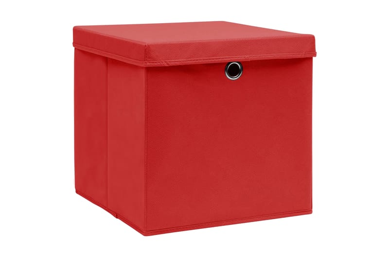 Oppbevaringsbokser med lokk 10 stk rød 32x32x32 cm stoff - Oppbevaring - Oppbevaring til småting - Oppbevaringsbokser