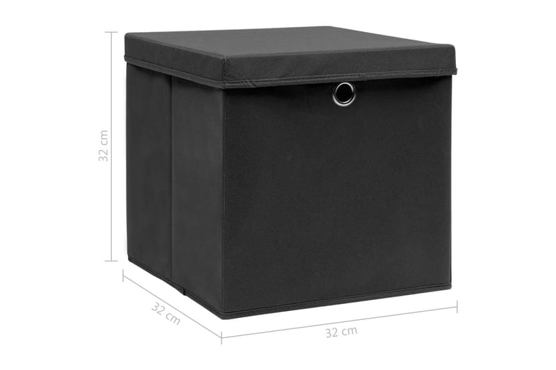 Oppbevaringsbokser med lokk 10 stk svart 32x32x32 cm stoff - Oppbevaring - Oppbevaring til småting - Oppbevaringsbokser