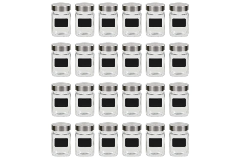 Oppbevaringskrukker med etikett 24 stk 300 ml - Gjennomsiktig - Oppbevaring - Oppbevaring til småting
