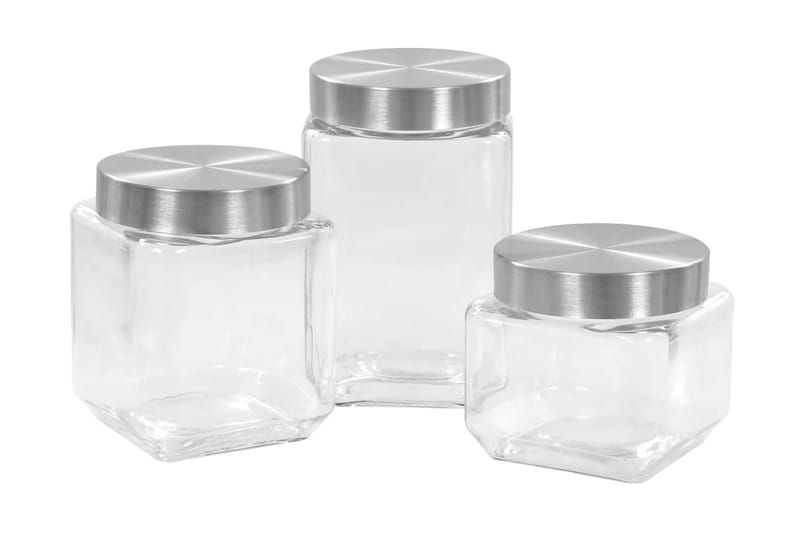 Oppbevaringskrukker med sølvt lokk 6 stk 800/1200/1700 ml - Husholdning - Matlaging & Baking - Kjøkkenutstyr - Bokser & syltetøyglass