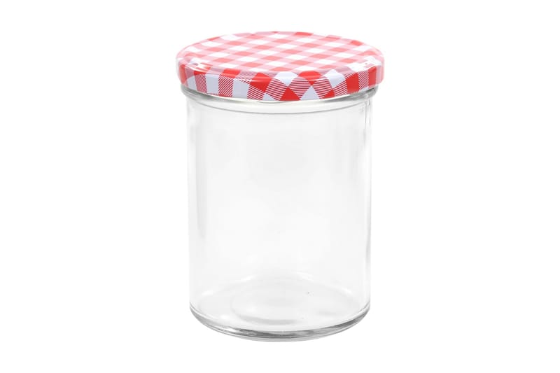 Syltetøyglass med hvite og røde lokk 96 stk 400 ml - Oppbevaring - Oppbevaring til småting