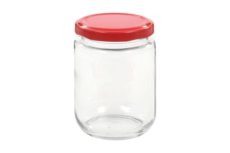 Syltetøyglass med røde lokk 48 stk 230 ml - Husholdning - Matlaging & Baking - Kjøkkenutstyr - Bokser & syltetøyglass