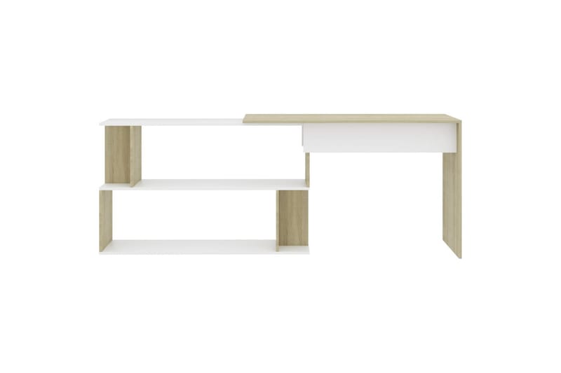 Hjørneskrivebord hvit og sonoma eik 200x50x76 cm sponplate - Beige - Oppbevaring - Oppbevaringsmøbler - Kommode - Sektretær