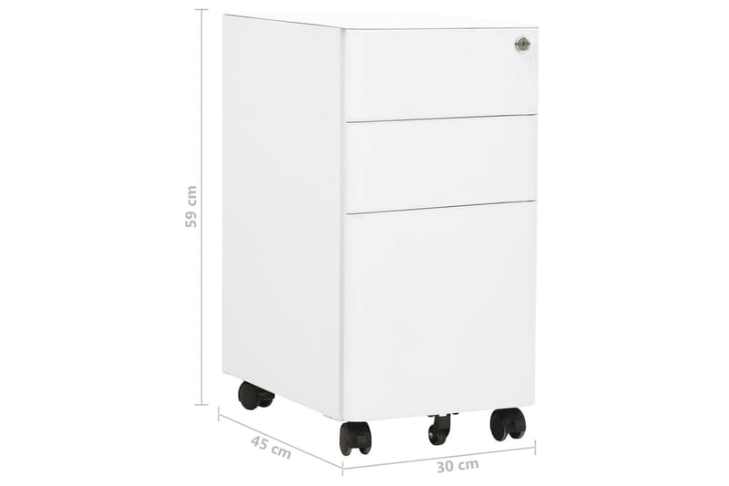 Mobilt arkivskap hvit 30x45x59 cm stål - Hvit - Oppbevaring - Oppbevaringsmøbler - Kommode - Skuffeseksjon