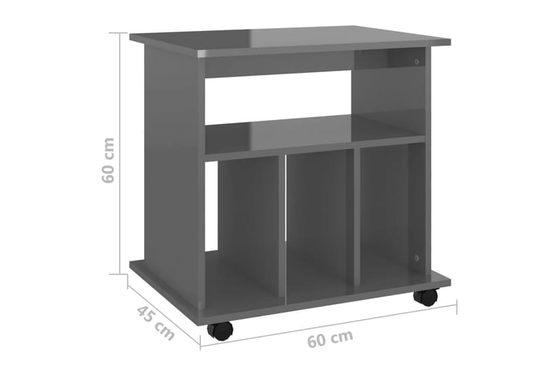 Rulleskap høyglans grå 60x45x60 cm sponplate - Grå - Oppbevaring - Oppbevaringsmøbler - Kommode - Skuffeseksjon