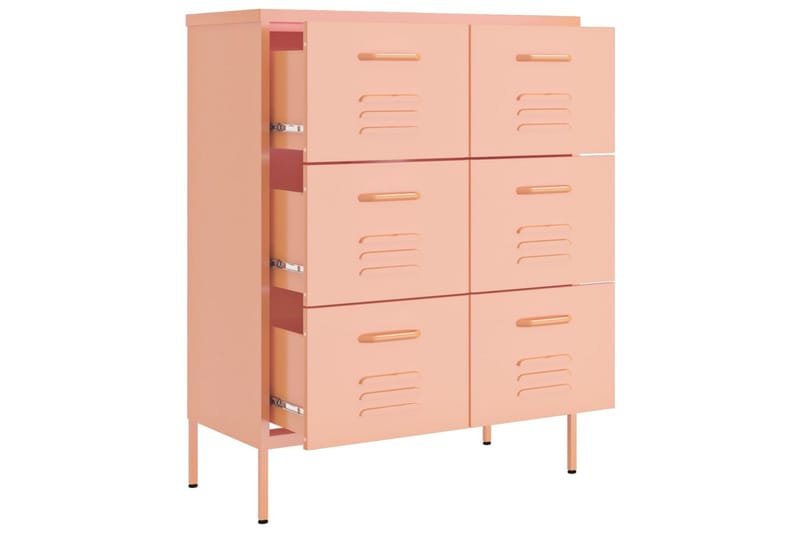 Kommode rosa 80x35x101,5 cm stål - Rosa - Oppbevaring - Oppbevaringsmøbler - Kommode