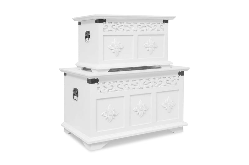 Kistesett 2 deler hvit - Møbler - Senger - Sengetilbehør & sengegavl - Oppbevaring til senger