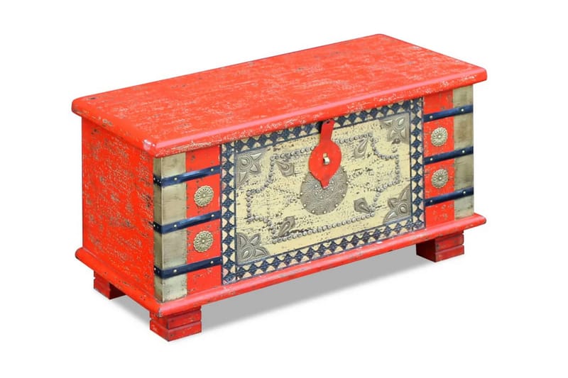 Oppbevarings Kiste Rødt Mango Tre 80x40x45 cm - Oppbevaring - Oppbevaringsmøbler - Oppbevaringskiste
