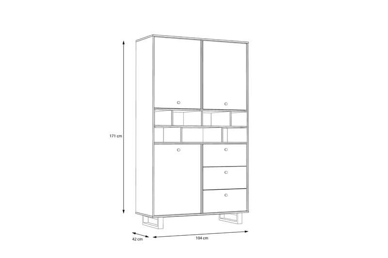 Donmills Sideboard 187x105 cm - Brun/Svart - Oppbevaring - Oppbevaringsmøbler - Sideboard & skjenker