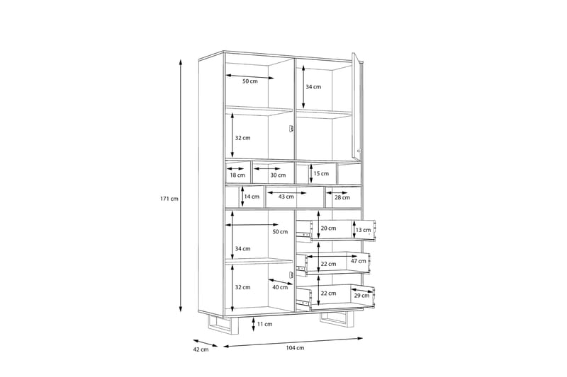 Donmills Sideboard 187x105 cm - Brun/Svart - Oppbevaring - Oppbevaringsmøbler - Sideboard & skjenker