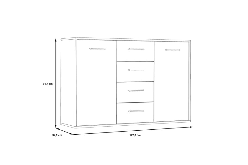 Haba Skjenk 34x123 cm - Brun / Hvit - Oppbevaring - Oppbevaringsmøbler - Sideboard & skjenker