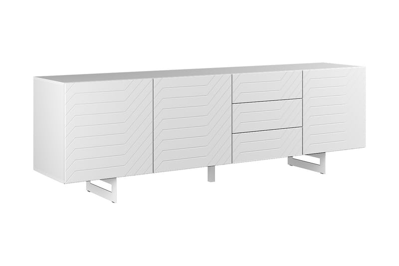 Itaca Sideboard 3 skuffer 220x45 cm - Betonggrå/Hvit - Møbler - Medie- & TV-møbler - TV-benk & mediabenk