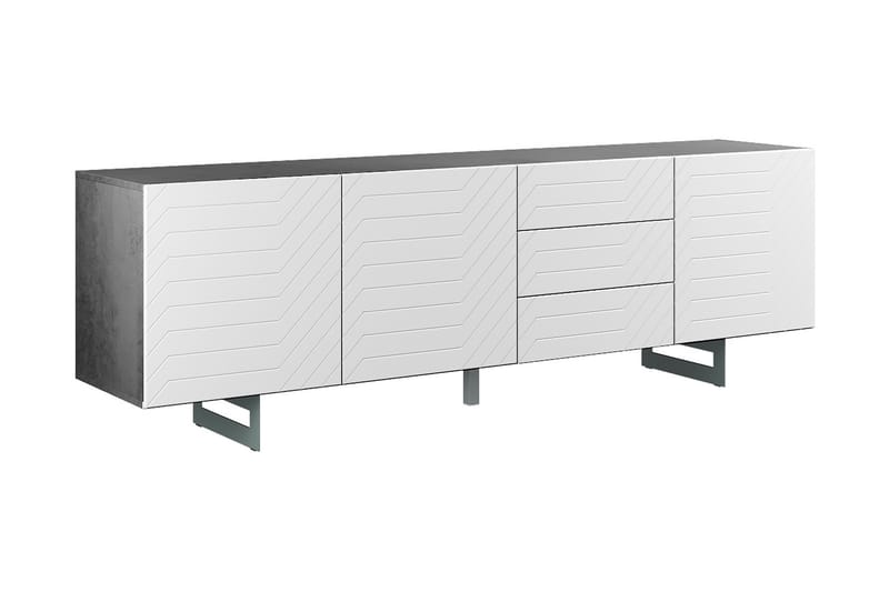 Itaca Sideboard 3 skuffer 220x45 cm - Mørkegrå/Hvit - Møbler - Medie- & TV-møbler - TV-benk & mediabenk