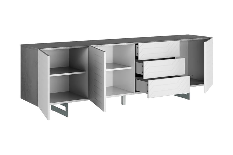 Itaca Sideboard 3 skuffer 220x45 cm - Mørkegrå/Hvit - Oppbevaring - Oppbevaringsmøbler - Sideboard & skjenker