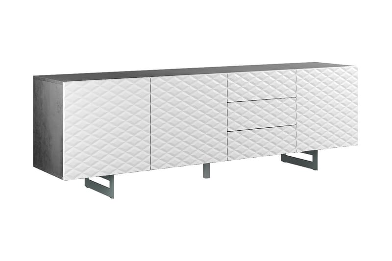 Korfu Sideboard 220x45 cm - Betonggrå/Hvit - Oppbevaring - Klesoppbevaring - Garderober & garderobesystem