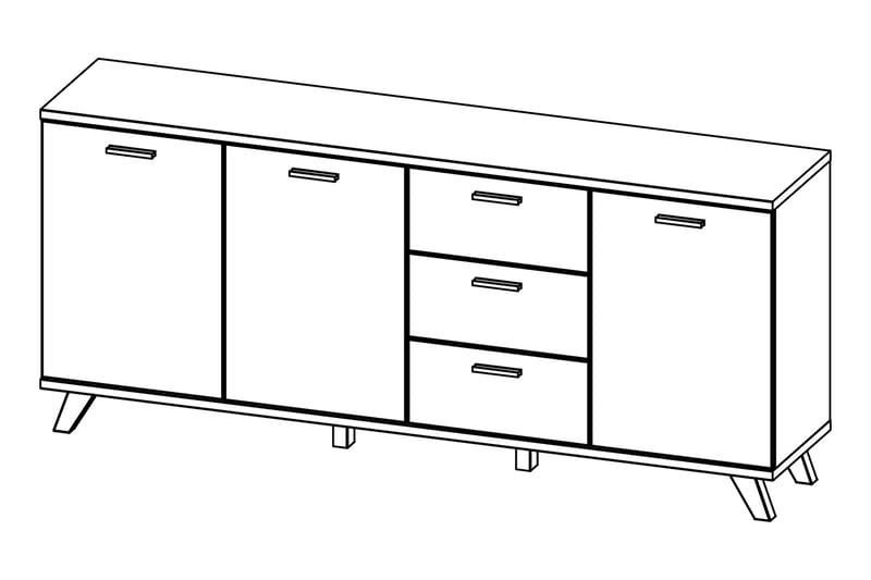 Loke Sideboard 196 cm - Hvit/Eik - Oppbevaring - Oppbevaringsmøbler - Sideboard & skjenk