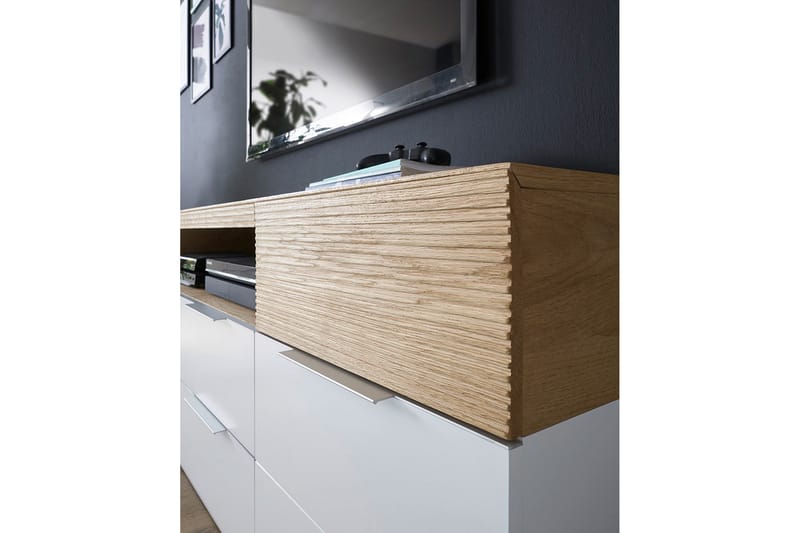 Mikkelborg Skjenk 40x182 cm - Hvit/Natur - Oppbevaring - Oppbevaringsmøbler - Sideboard & skjenker