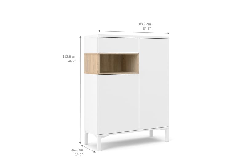 Roomers Skjenk 89 cm - Hvit/Eik - Oppbevaring - Oppbevaringsmøbler - Sideboard & skjenk