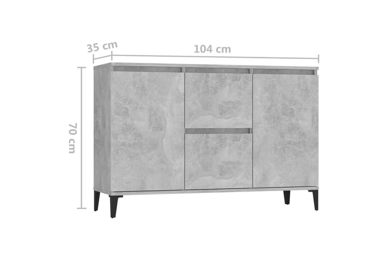 Skjenk betonggrå 104x35x70 cm sponplate - Grå - Oppbevaring - Oppbevaringsmøbler - Sideboard & skjenker