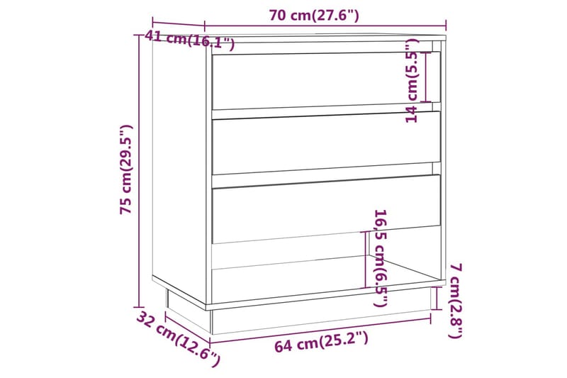 Skjenk betonggrå 70x41x75 cm sponplate - Grå - Oppbevaring - Oppbevaringsmøbler - Sideboard & skjenk