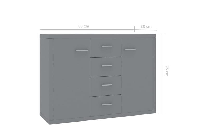 Skjenk grå 88x30x65 cm sponplate - Oppbevaring - Oppbevaringsmøbler - Sideboard & skjenk